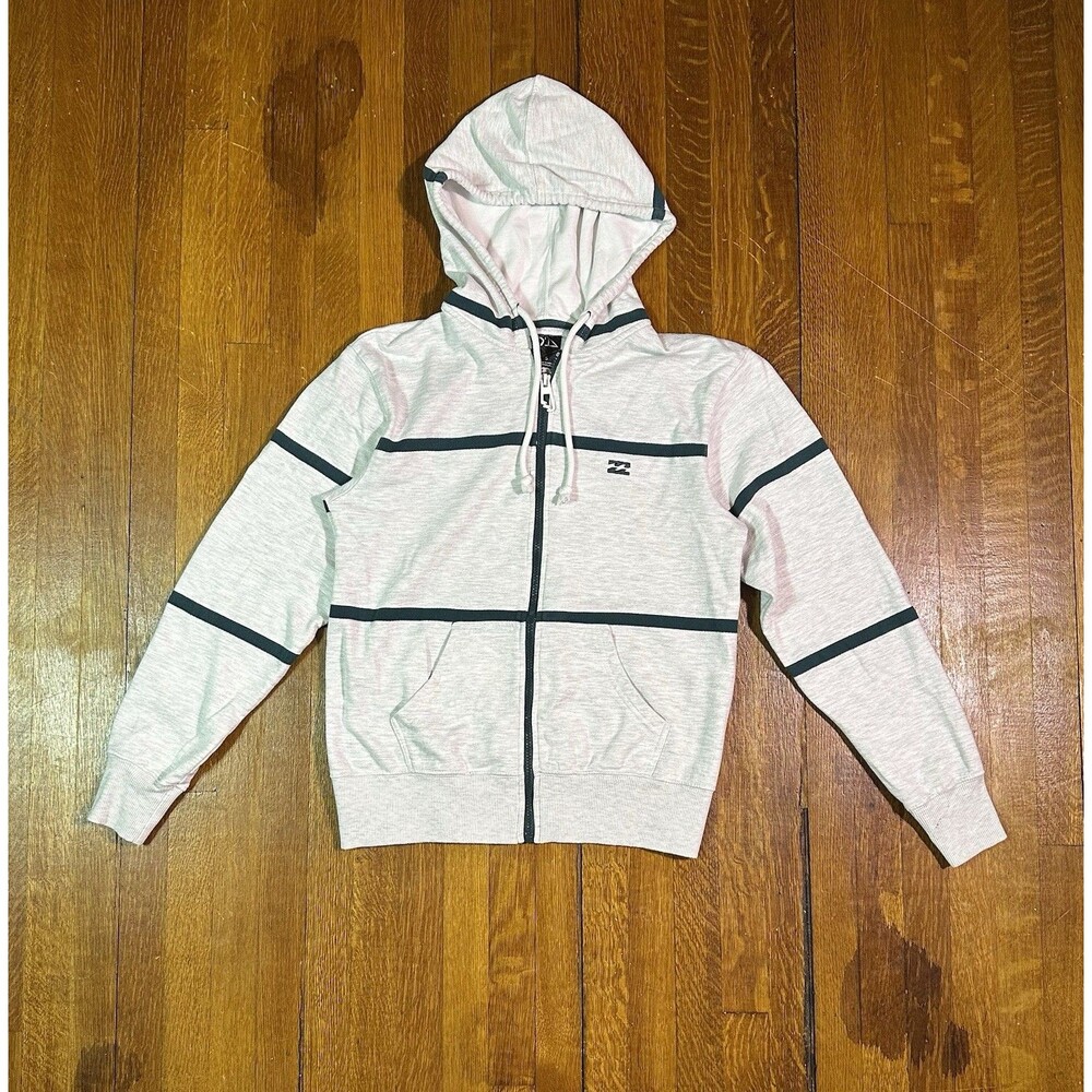 Billabong Men's Full Zip Hoodie Sweatshirt Size Small Striped Y2K